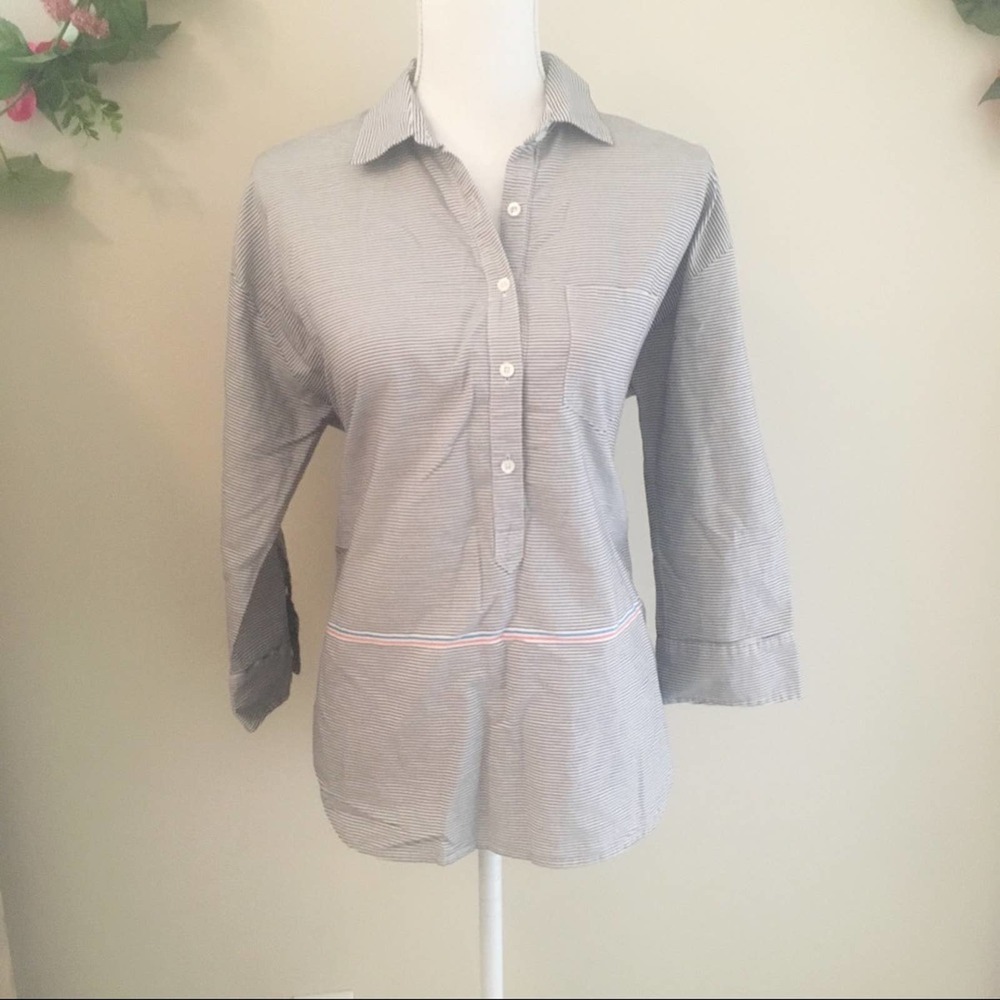 J.Crew Boyfriend Popover In Placed Stripe Size 6